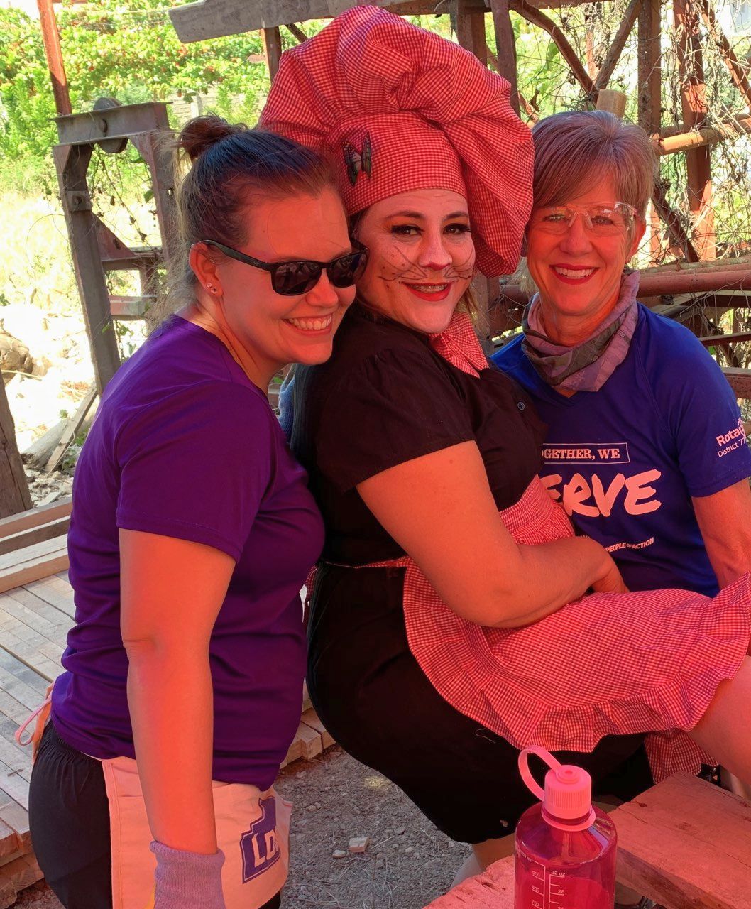 2019 DR - Taking a break Clayton Rotarian Tara Abernathy (Far Right) takes a break during the work day (2019)