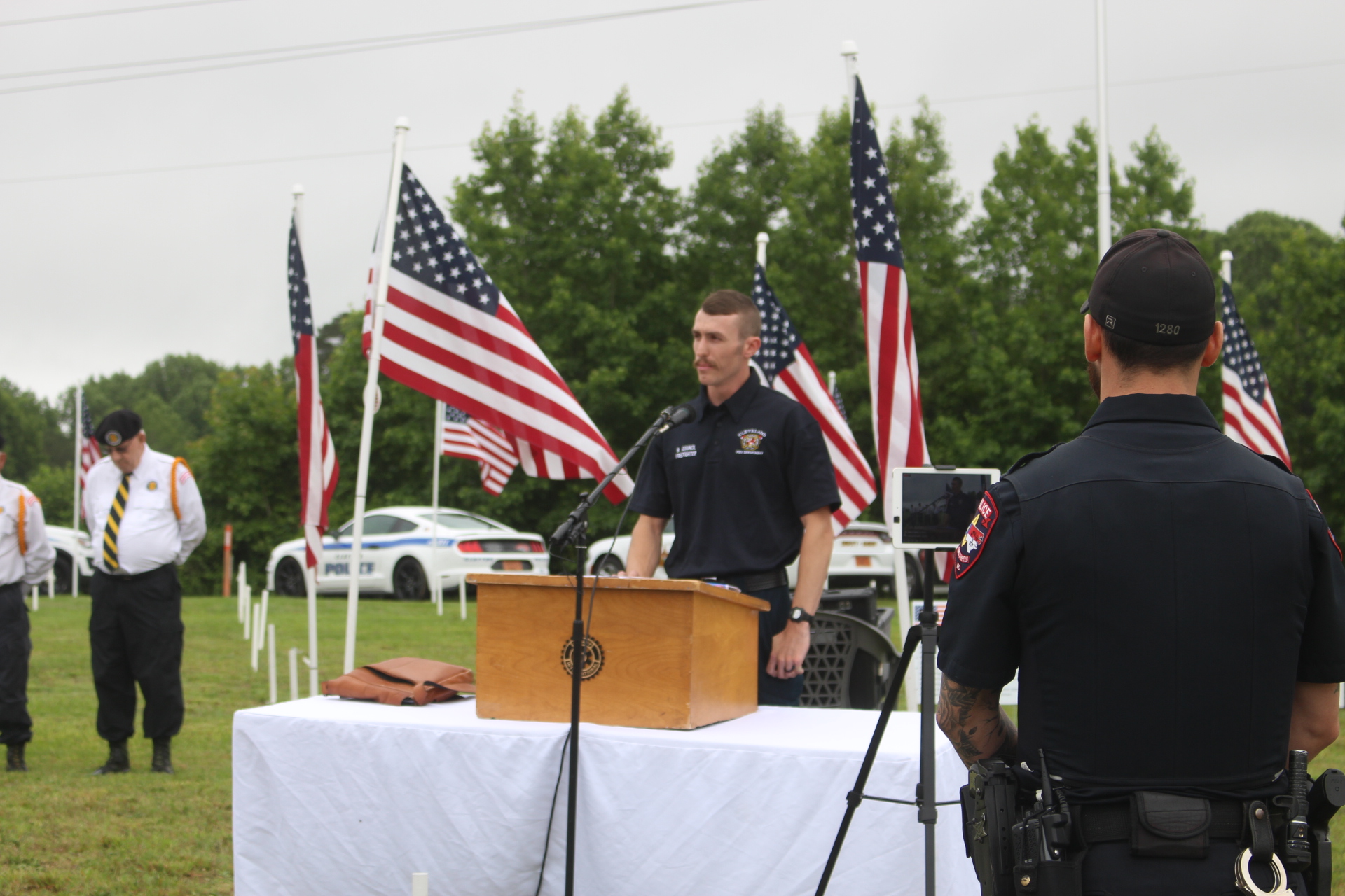IMG_6667 Town of Clayton Mayor Jody McLeod speaks at Opening Ceremonies of JoCo Flags for Heroes 2021