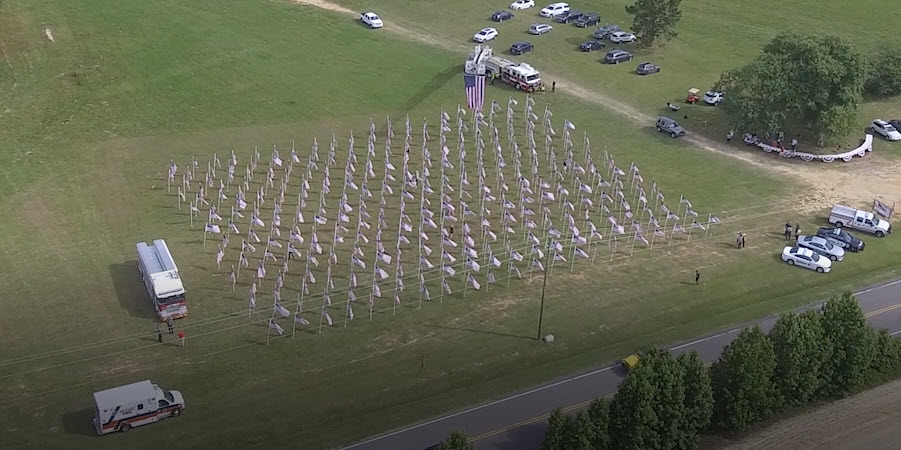 Overhead_2020_FFH An overhead view of the 1st Flags For Heroes in 2020
