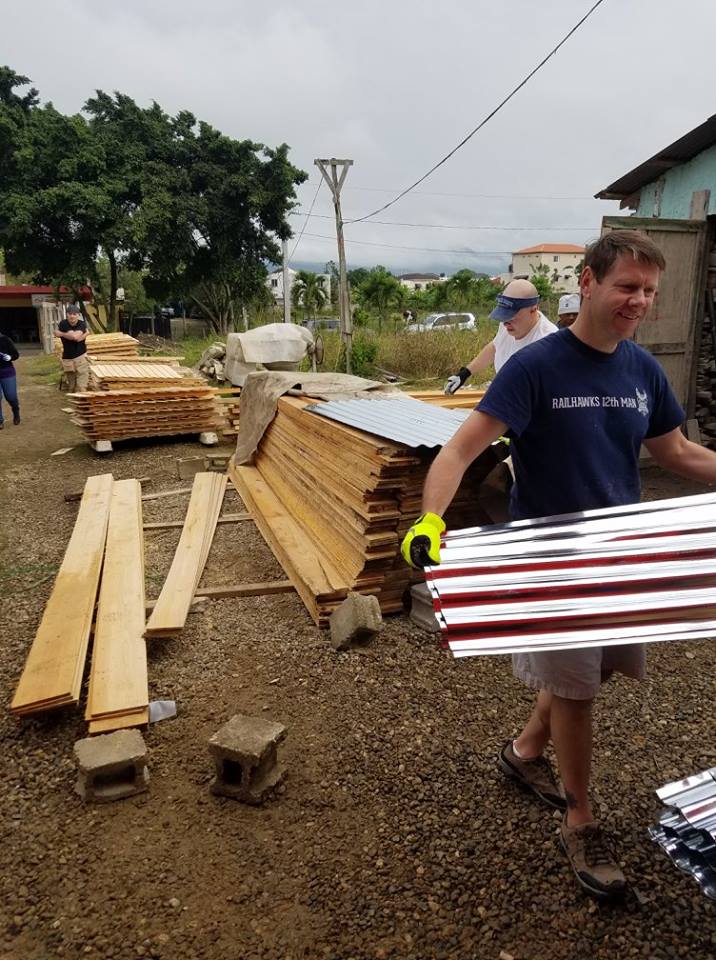 Charles Marcom in the DR 2018 Clayton Rotarian, Charles Marcom, working on the 2018 latrine project
