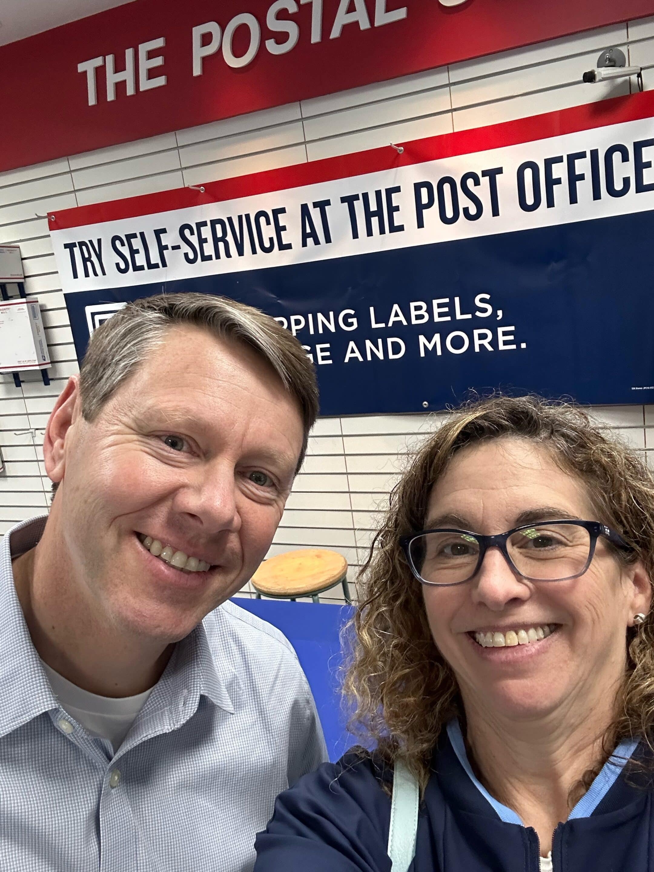 03.07.2024 - Charles and Kristen - Post Office (L) to (R): Charles Marcom and Kristen Feld at the Clayton Post Office
